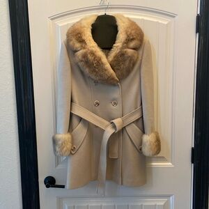 Vintage wool jacket with faux fur trim